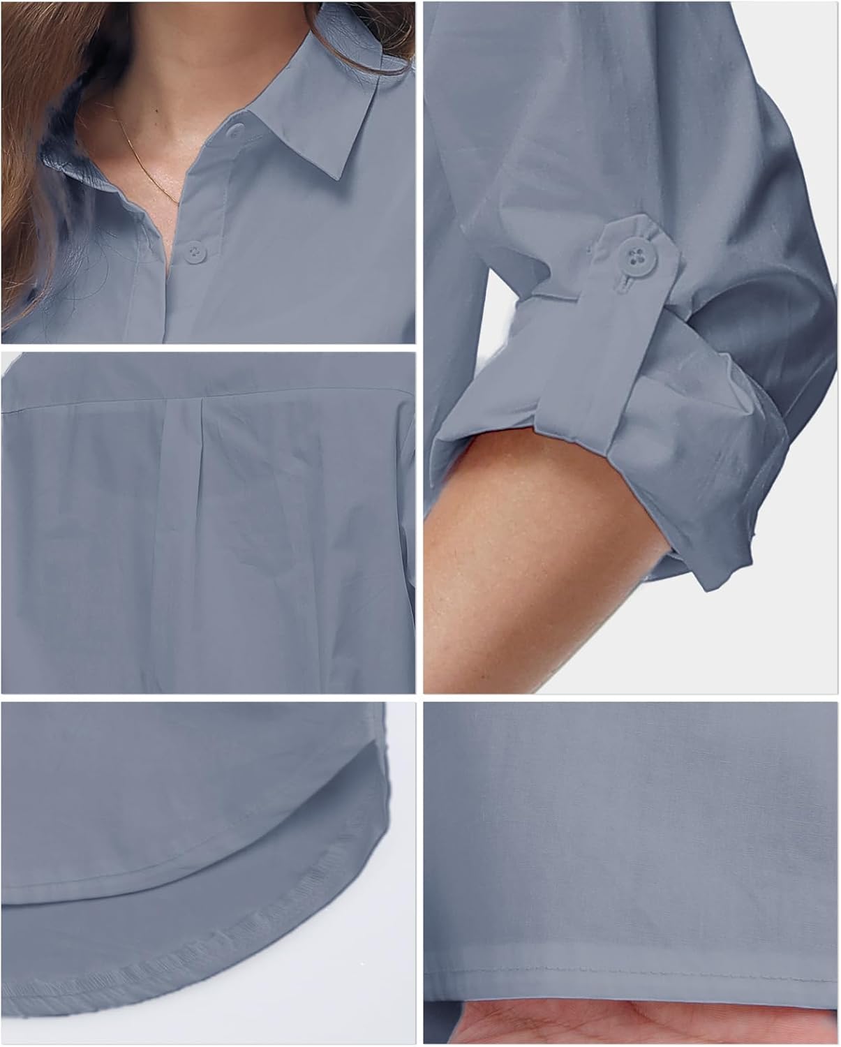 Blusa de algodón cuello V 3/4 Blusa de algodón cuello V 3/4